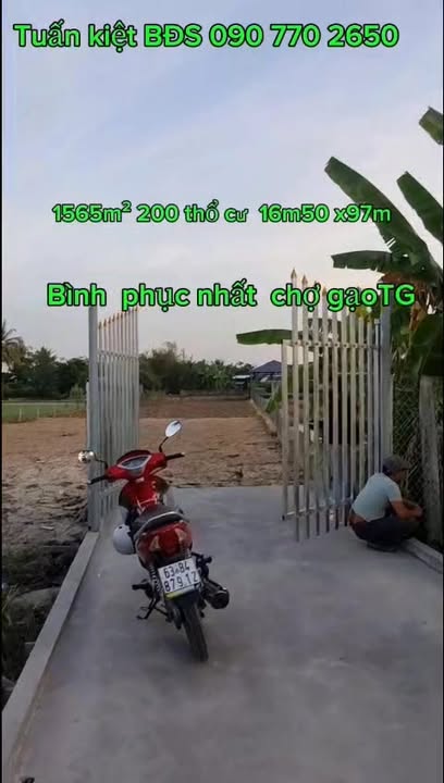 Đất nền nghỉ dưỡng 1565m² tại ấp Khương Thọ, Chợ Gạo - Giá chỉ 1.4 tỷ!