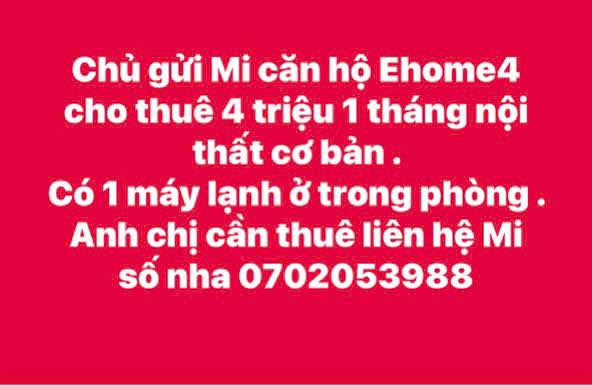 Căn hộ Ehome4 Thuận An 50m² giá 4 triệu - Nội thất cơ bản, sẵn sàng vào ở!