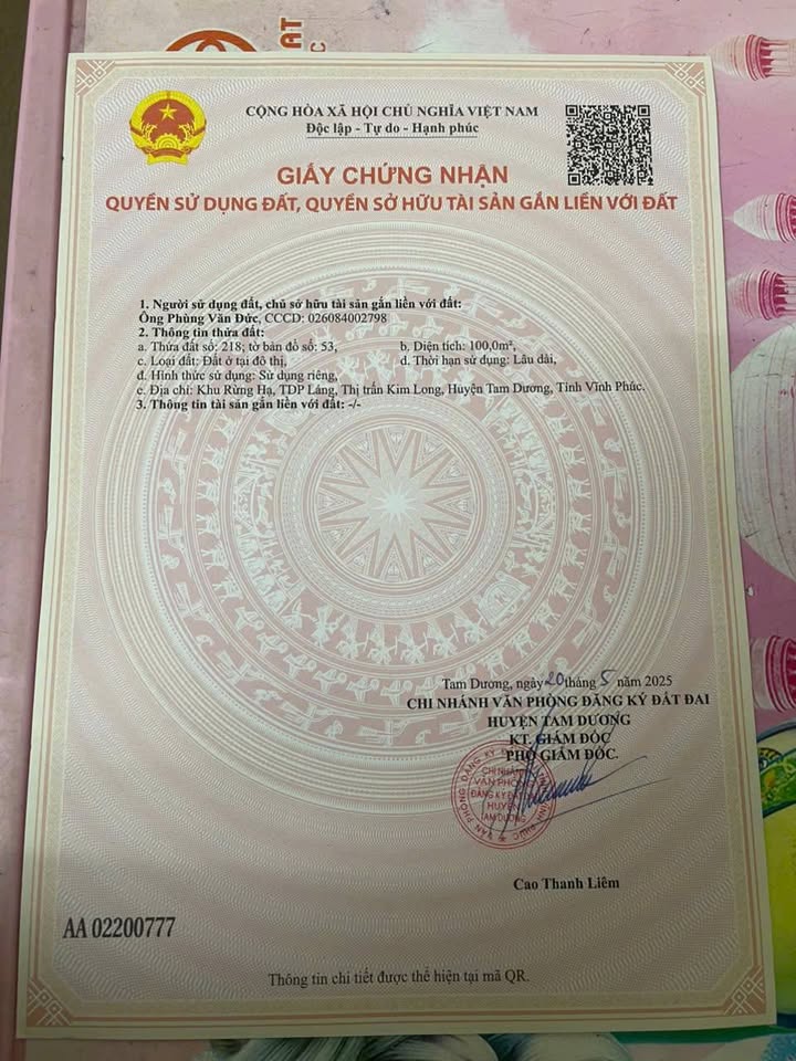 Đất thổ cư Kim Long, Tam Dương 100m² giá chỉ 2.2 tỷ - Cơ hội vàng cho nhà đầu tư!