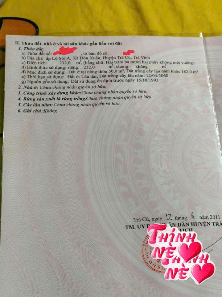 Đất thổ cư mặt tiền ấp Lộ Sỏi A, xã Đôn Xuân, 225m² giá chỉ 430 triệu - Cơ hội đầu tư tuyệt vời!