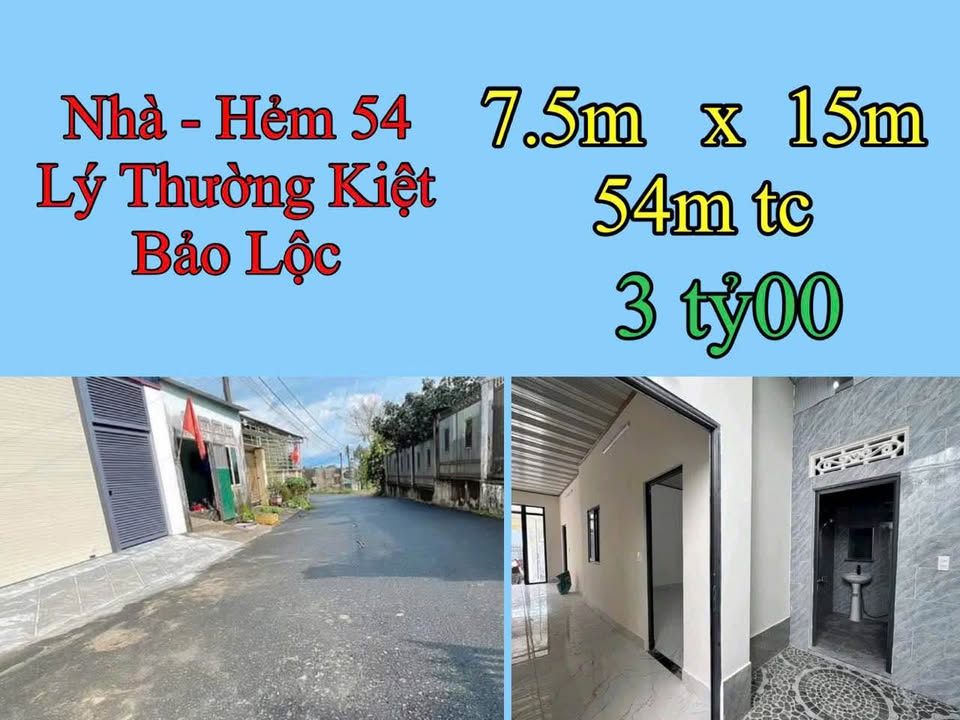 Nhà mới xây hẻm 54 Lý Thường Kiệt Bảo Lộc 112.5m² giá 3 tỷ - Bán gấp!