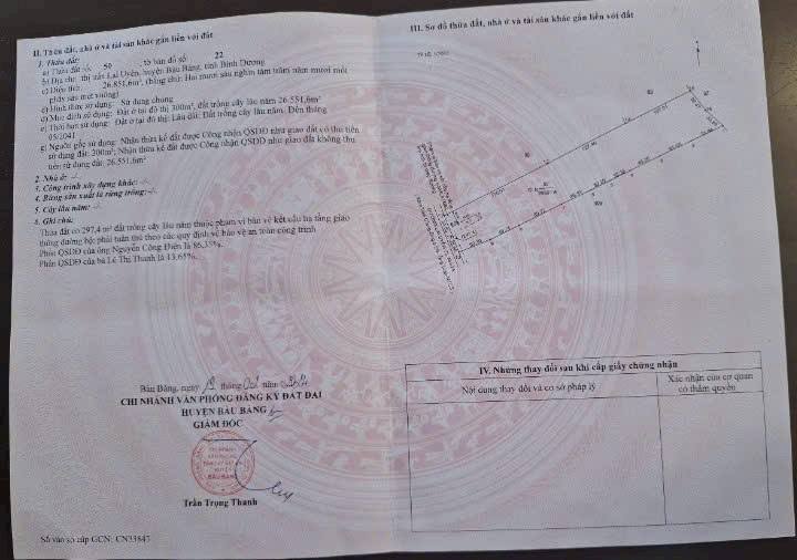 Đất nền Bàu Bàng 26.852m² giá 20 tỷ - Vị trí đắc địa, cơ hội đầu tư lý tưởng!