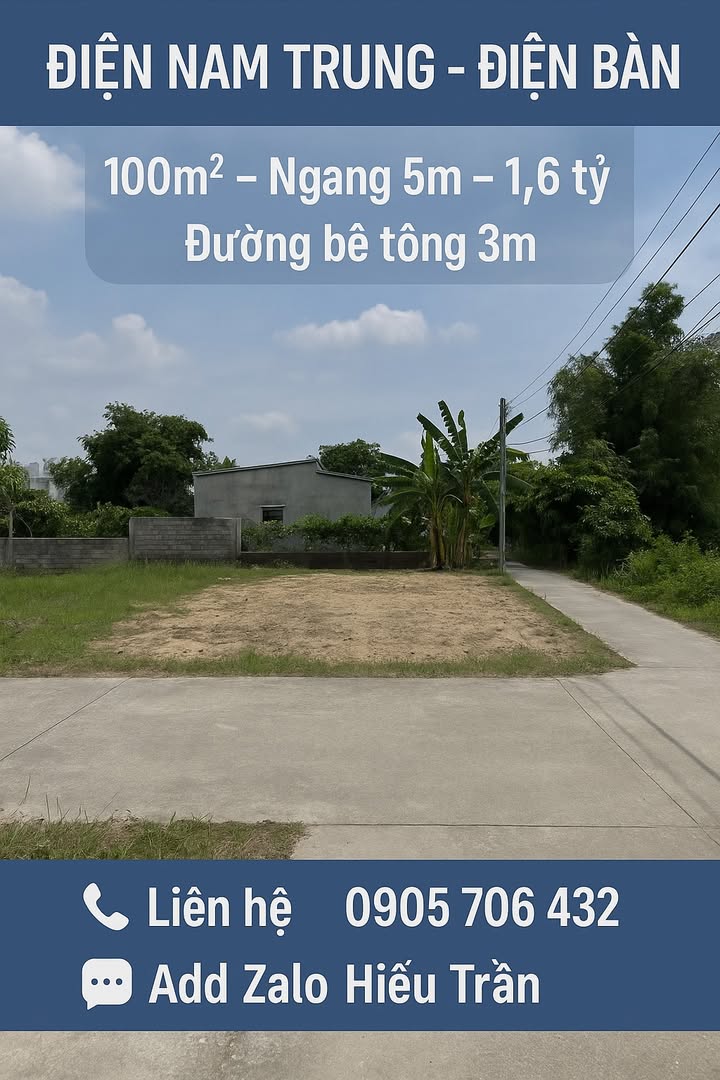 Đất nền Điện Nam Trung 100m² giá 1.6 tỷ - Vị trí đắc địa, thuận tiện di chuyển!