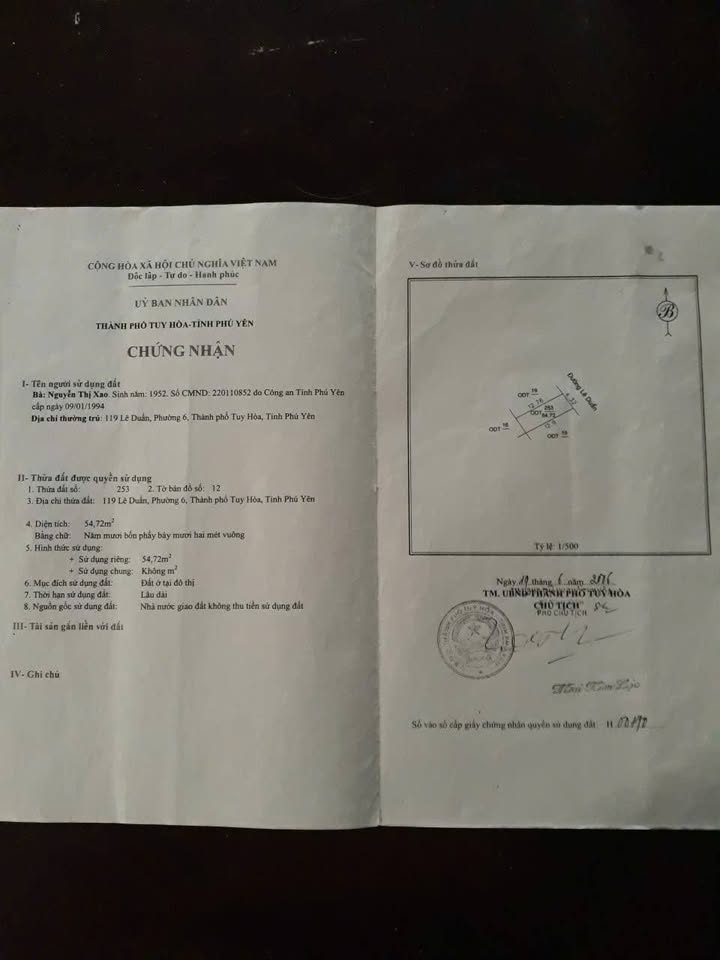 Nhà mặt đường Lê Duẩn - Phường Tuy Hòa 54m² giá 3.65 tỷ - Sổ hồng chính chủ!