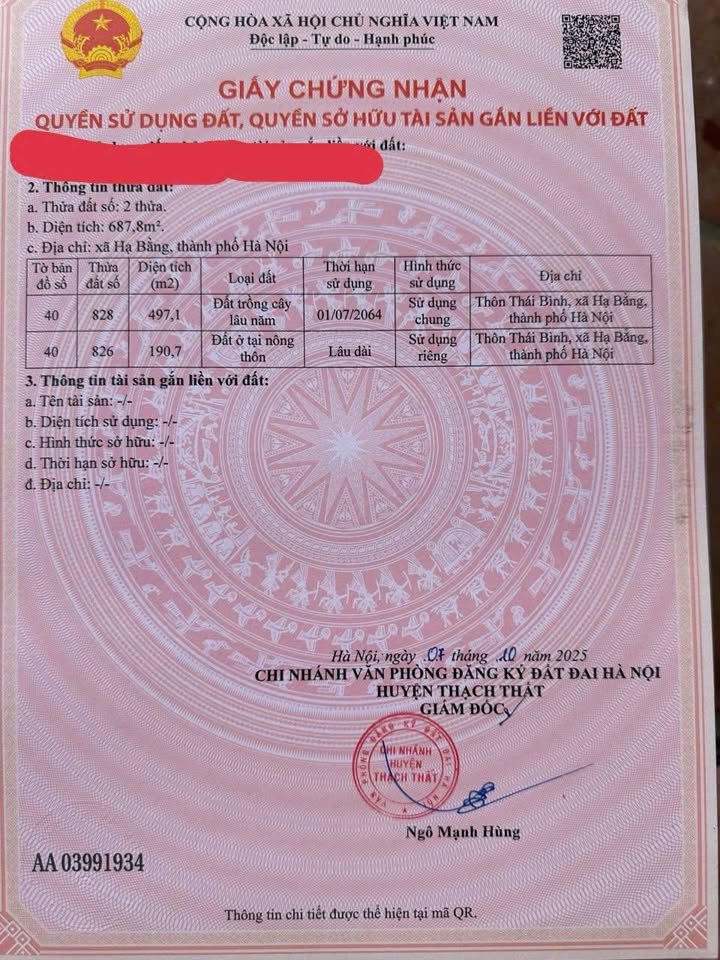 Đất nền lô góc 190m² tỉnh lộ 420 Thạch Thất - Giá đầu tư hấp dẫn!