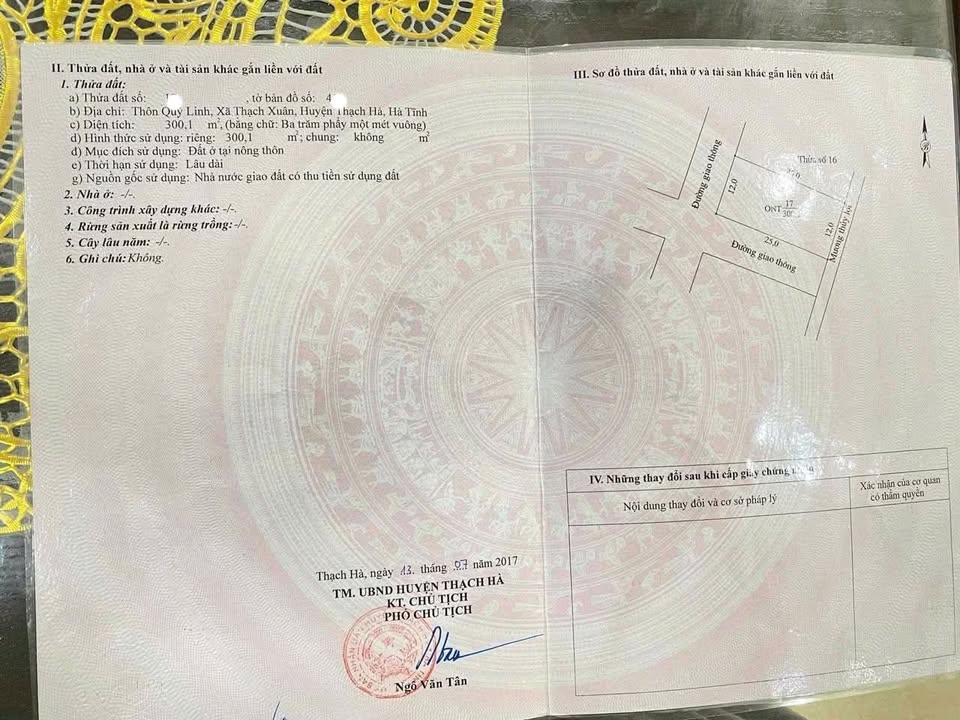 Đất thổ cư Thạch Xuân 300m² - Đường 2 mặt tiền, giá thỏa thuận hấp dẫn!