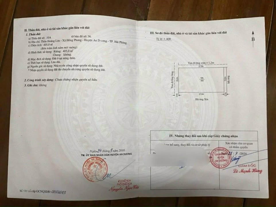 Đất nền Hồng Phong An Dương 405m² giá 10 tỷ - Cơ hội đầu tư tuyệt vời!