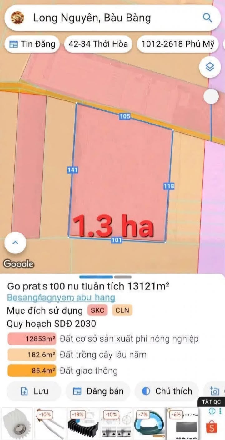 Đất SKC 13.200m² Long Nguyên, Bàu Bàng - Giá tốt, đầu tư sinh lời!