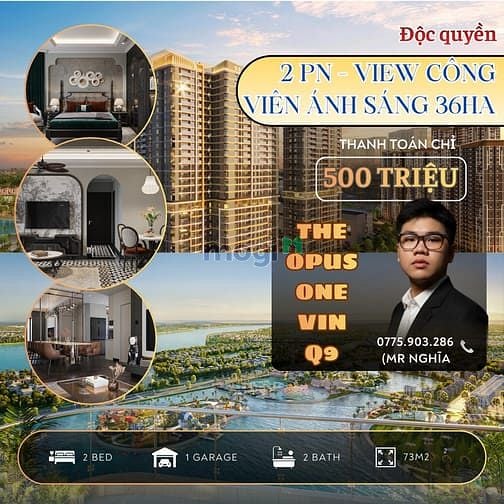 Căn hộ 2 ngủ The Opus One Vinhomes Q9 73m² giá 6.7 tỷ - Thanh toán 500 triệu, vào ở ngay!