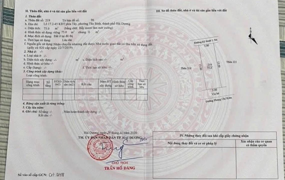 Lô đất KĐT An Phú 3, Hải Dương 75m² giá 4 tỷ - Vị trí đẹp, pháp lý rõ ràng!