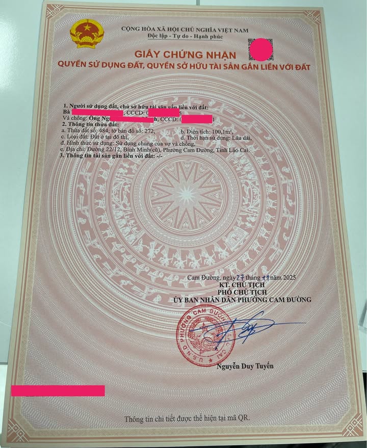 Đất nền Cam Đường Lào Cai 100m² giá 1.6 tỷ - Hướng Tây Nam, sổ đỏ chính chủ!
