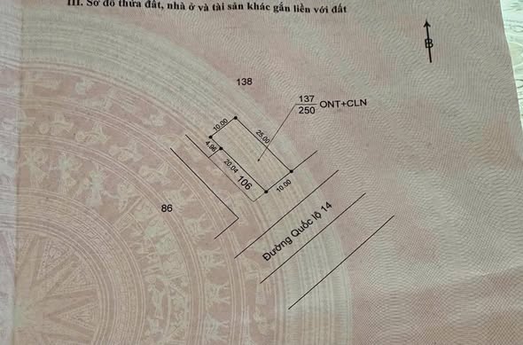 Đất mặt tiền Quốc lộ 14 xã Cuôr Đăng 250m² giá 5.3 tỷ - Khu vực sầm uất, cơ hội đầu tư tuyệt vời!