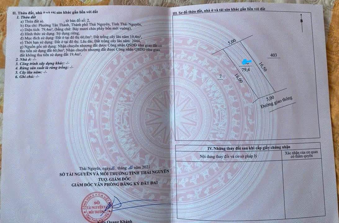 Đất nền Tích Lương, Thái Nguyên 80m² giá 800 triệu - Khu dân cư an ninh tốt!