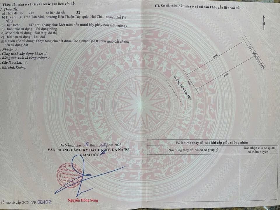 Đất nền Trần Tấn Mới, Hải Châu 147m² giá 10 tỷ - Cơ hội đầu tư hấp dẫn!