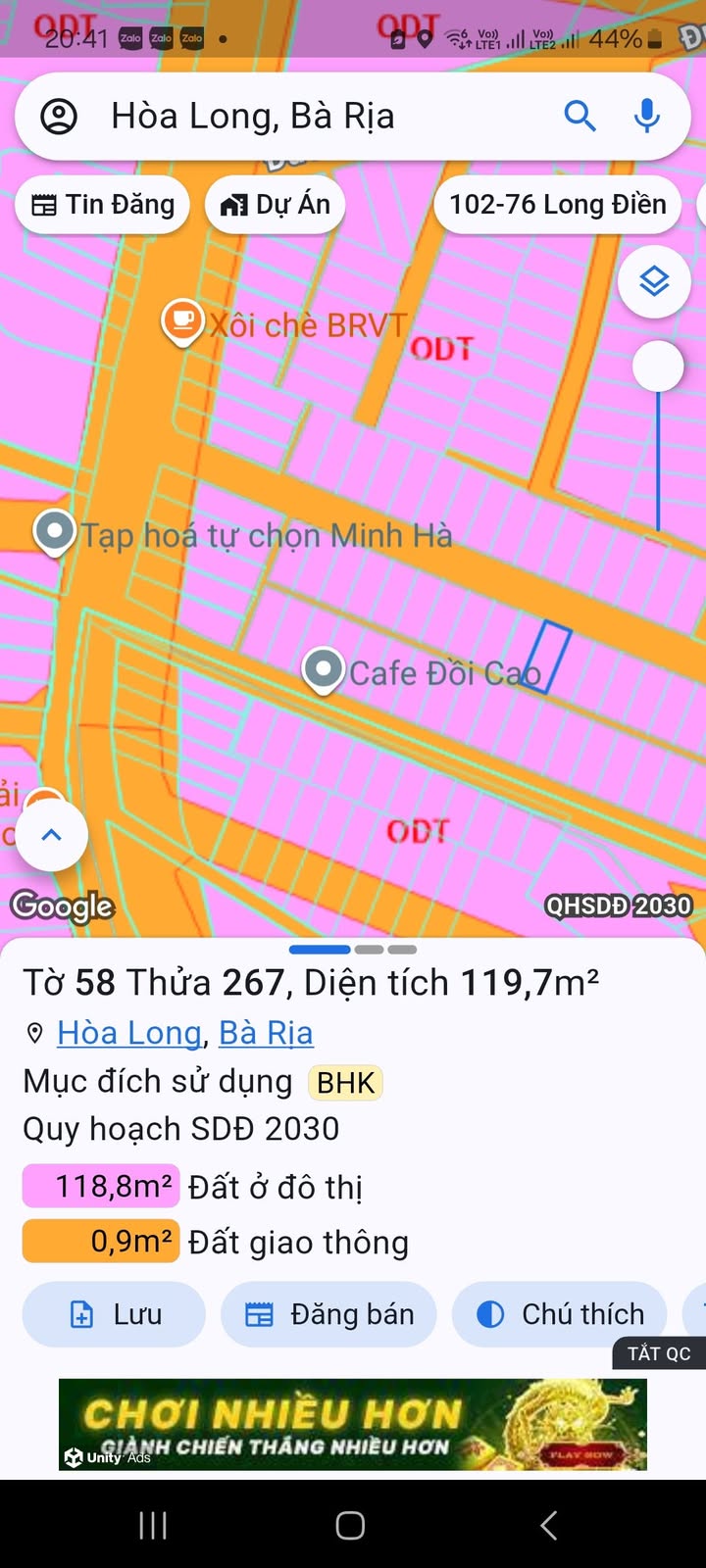 Đất nền Hòa Long Bà Rịa 119.7m² giá 1.95 tỷ - Đầu tư sinh lời cao!