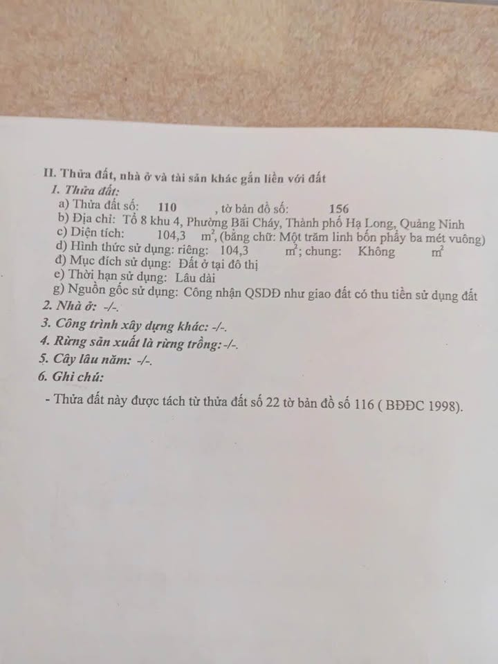 Nhà đất Hạ Long 105m² giá 3 tỷ - Khu dân trí cao, hạ tầng hoàn thiện!