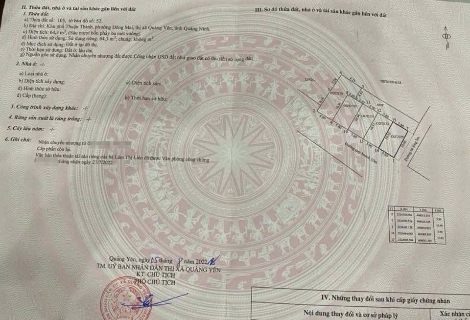 Đất nền lô góc 2 mặt tiền Đông Mai - Quảng Yên 64m² chỉ từ 100 triệu