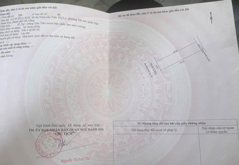 Đất nền Mỹ An Đà Nẵng 87m² giá 80 tỷ - Đầu tư sinh lời cao!