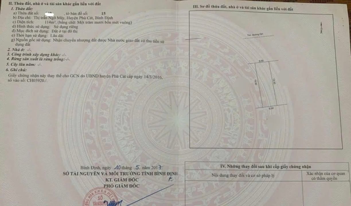 Đất nền Ngô Mây, Phù Cát 115m² giá 780 triệu - Sổ đỏ chính chủ, ô tô vào tận nơi!