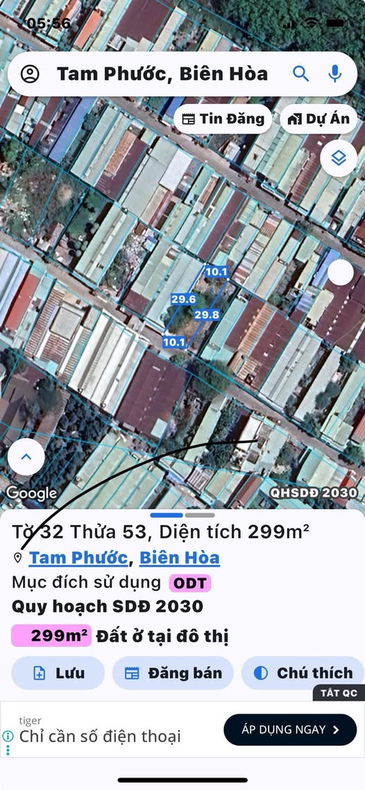 Đất nền 300m² tại khu dân cư Tam Phước, Biên Hòa - Giá chỉ 3 tỷ VND!