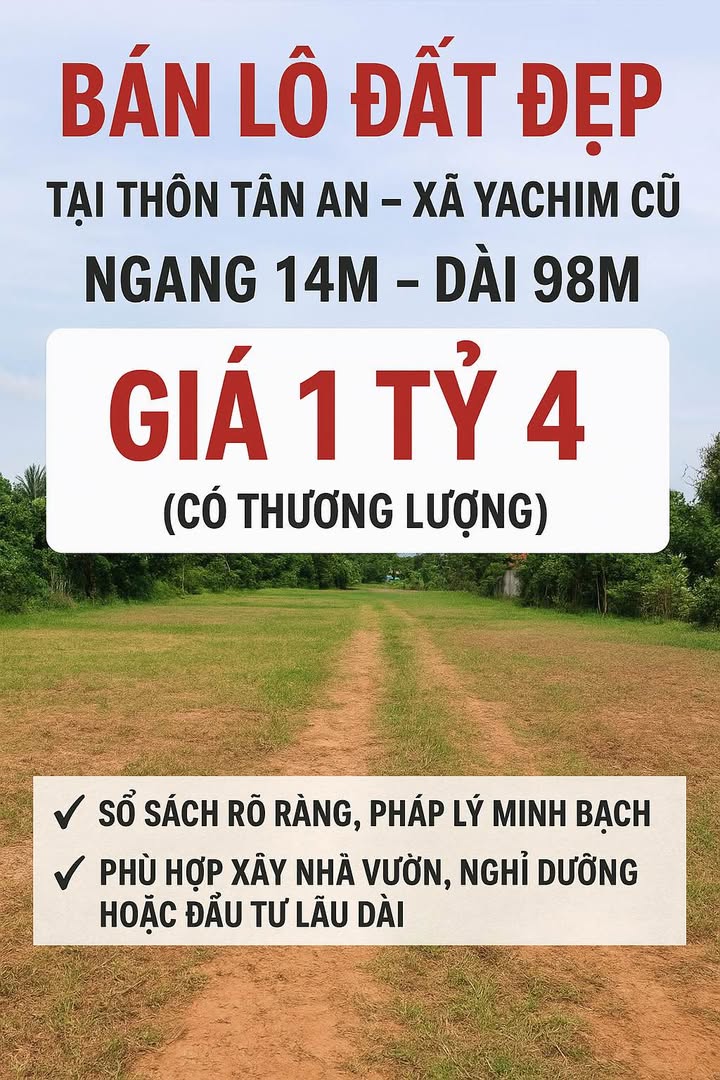 Đất nền đẹp tại thôn Tân An, xã Ia Chim, 1372m² chỉ 1.4 tỷ - Đầu tư sinh lời hấp dẫn!