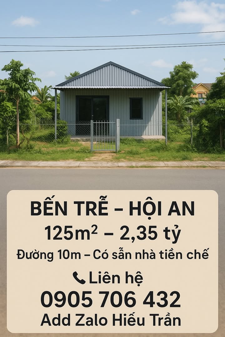 Nhà Bến Trễ, Hội An 125m² giá 2.35 tỷ - Đầu tư sinh lời ngay!