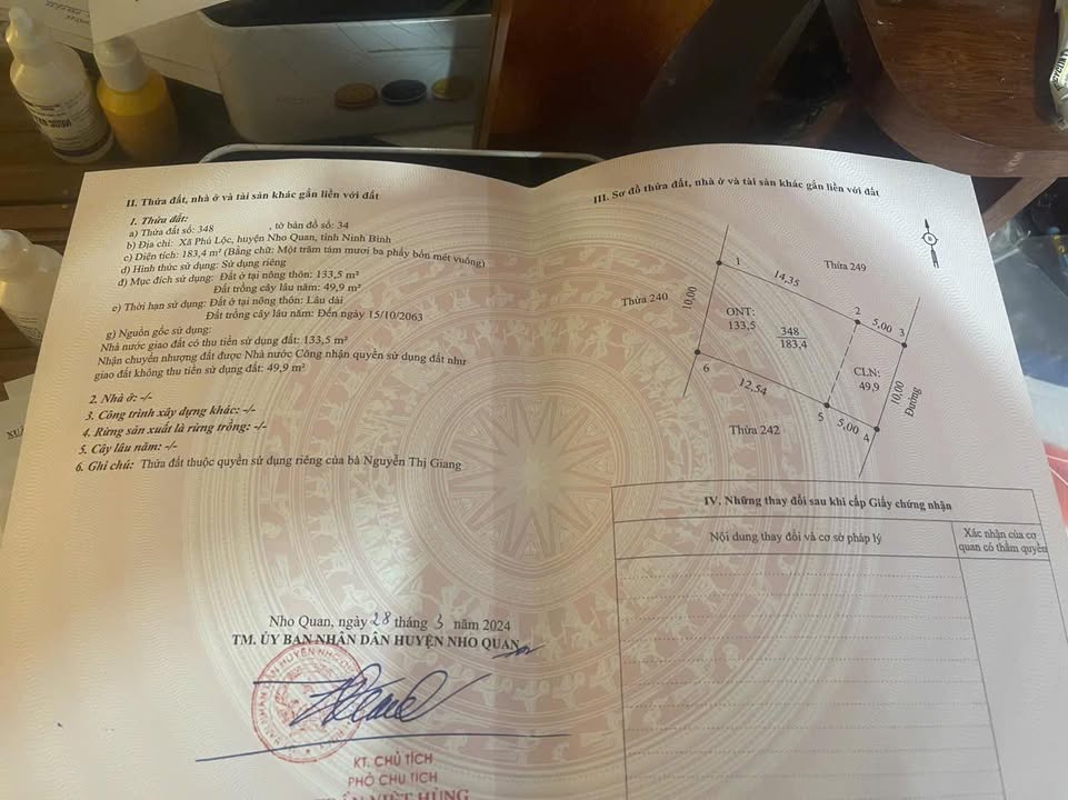 Đất thổ cư chính chủ tại thôn Chợ Rịa, Ninh Bình 190m² - Pháp lý rõ ràng, giá thỏa thuận!