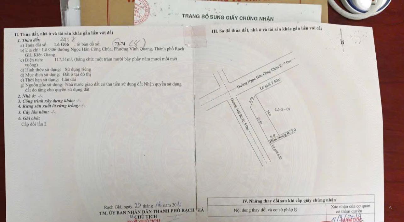 Đất nền góc 2 mặt tiền Ngọc Hân Công Chúa, Rạch Giá 144m² giá 2.25 tỷ - Sổ đỏ chính chủ, hạ giá bán gấp!