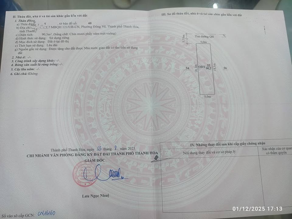 Đất nền Đông Vệ Thanh Hóa 91m² - Mặt tiền rộng, giá tốt!