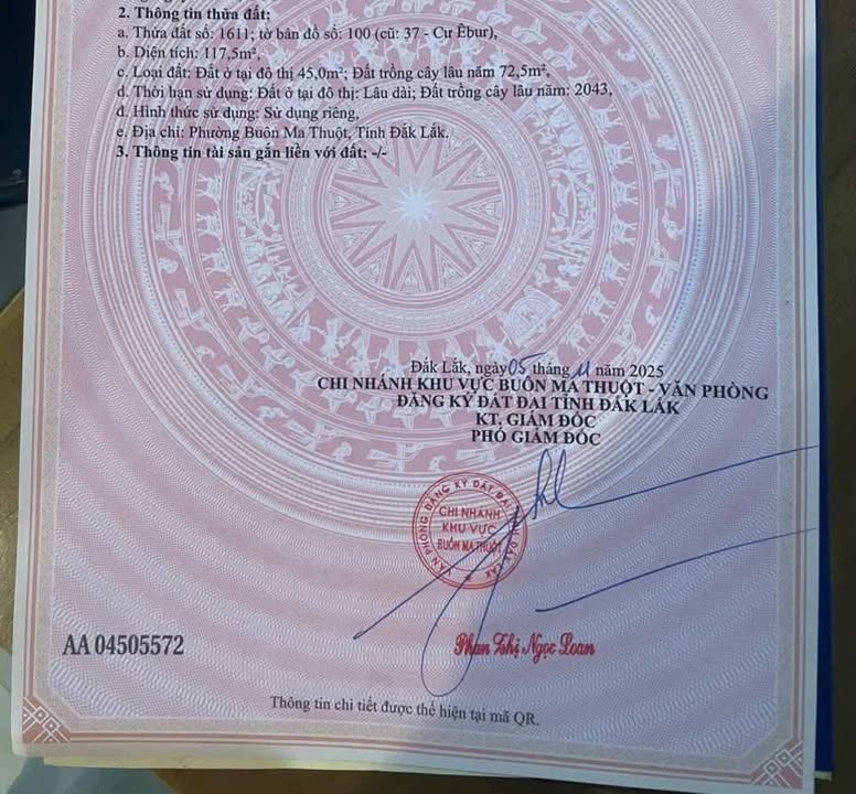 Đất nền Tân Lợi, Buôn Ma Thuột 115m² giá 2.2 tỷ - Vị trí vàng trung tâm!