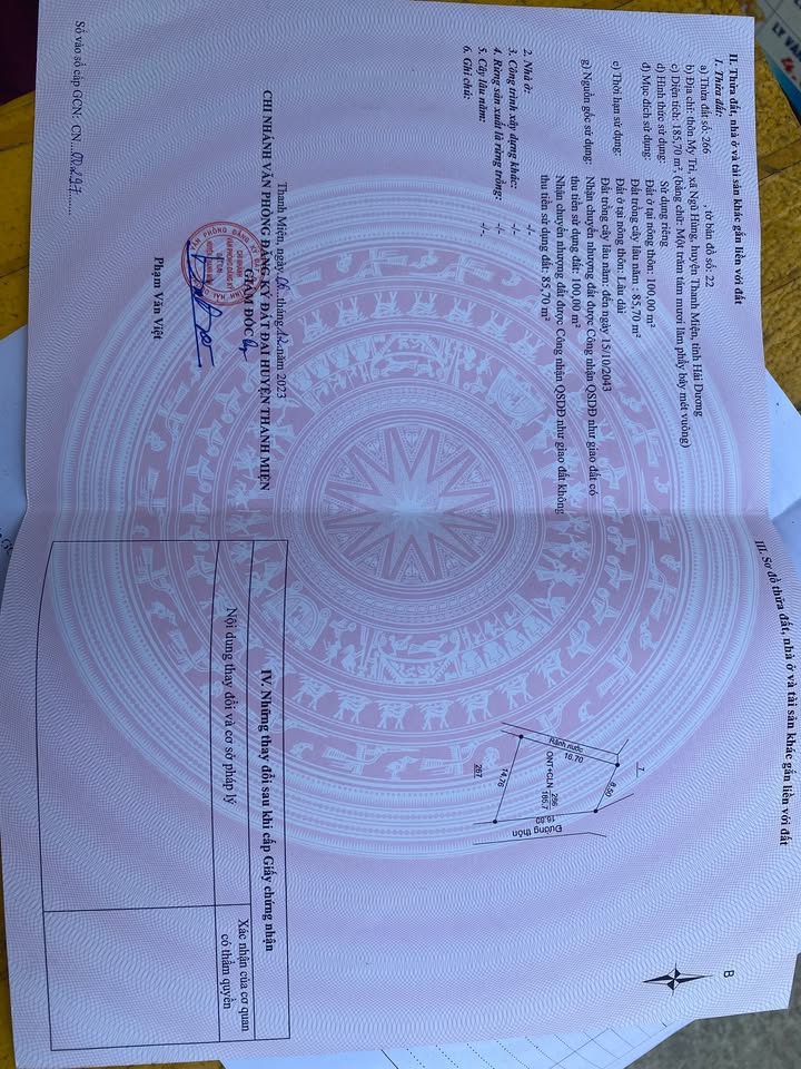 Đất nền Ngũ Hùng - Thanh Miện 185m² chỉ 1.35 tỷ - Đường ô tô tải