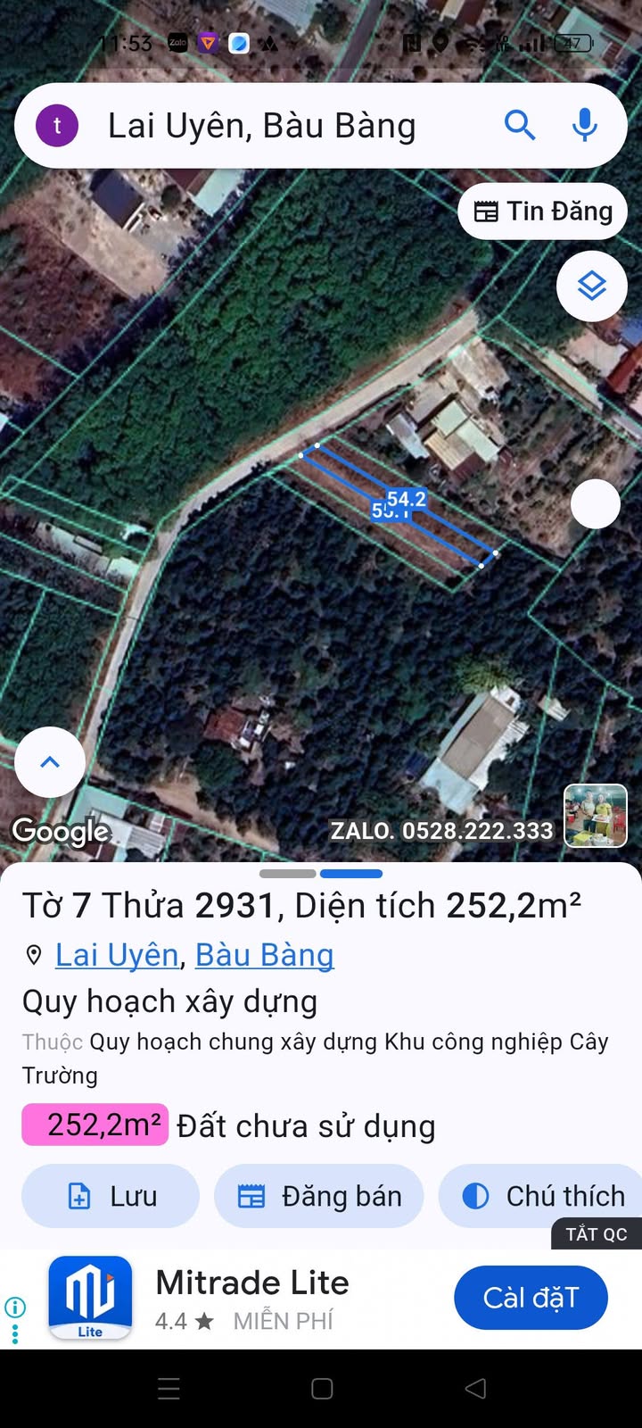 Đất thổ cư Lai Uyên 4320m² giá 800 triệu - Gần trường tiểu học, thuận tiện đi lại!