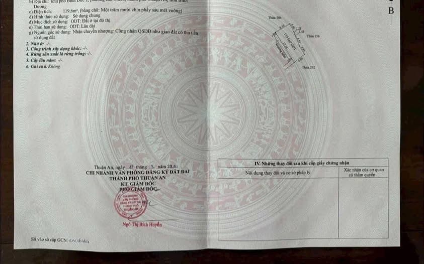 Đất Lái Thiêu 119m² giá 2 tỷ - Xây dựng tự do, pháp lý rõ ràng!