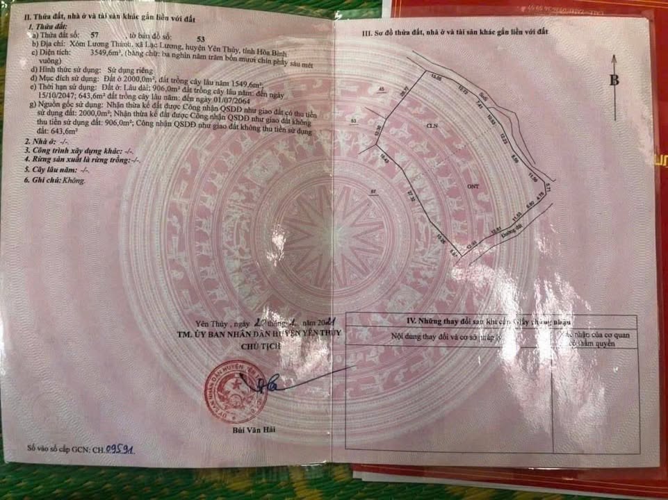 Đất Farm Lạc Lương Yên Thủy 3500m² giá 3 tỷ - Mặt tiền rộng 40m gần suối!