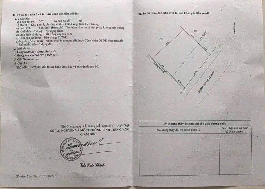 Đất thổ cư mặt tiền Hồ Biểu Chánh, Gò Công 1260m² giá 12.5 tỷ - Phân lô dễ dàng!
