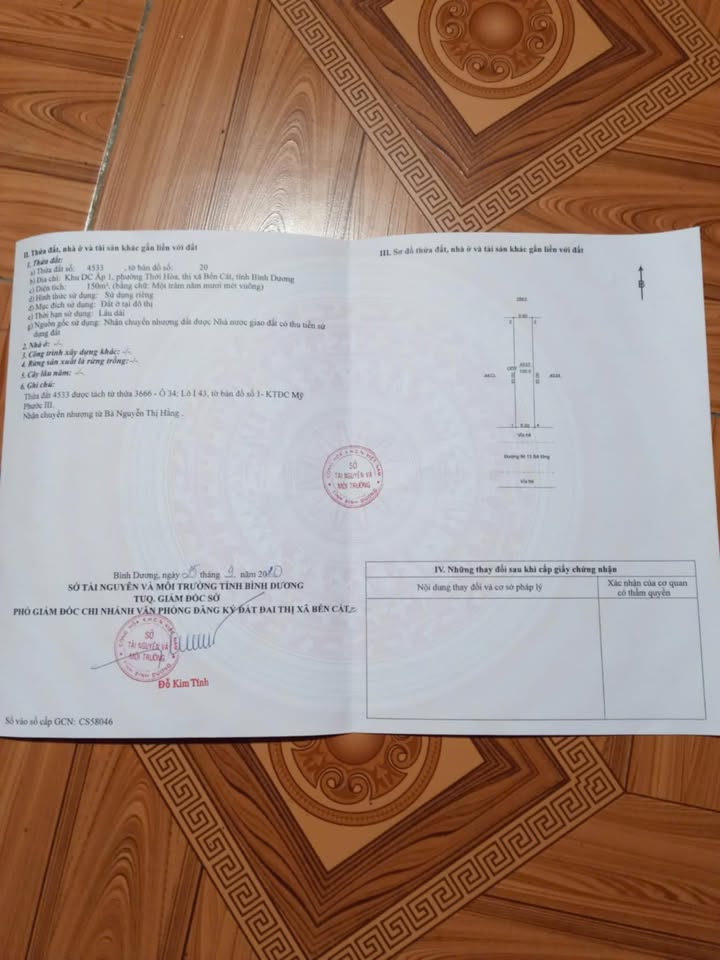 Đất thổ cư Bến Cát 150m² giá 1.7 tỷ - Cơ hội đầu tư tuyệt vời!