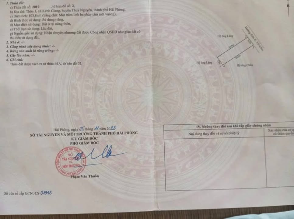 Đất nền Kênh Giang, Thủy Nguyên 103.8m² giá 1.1 tỷ - Đường thông ô tô tránh nhau!