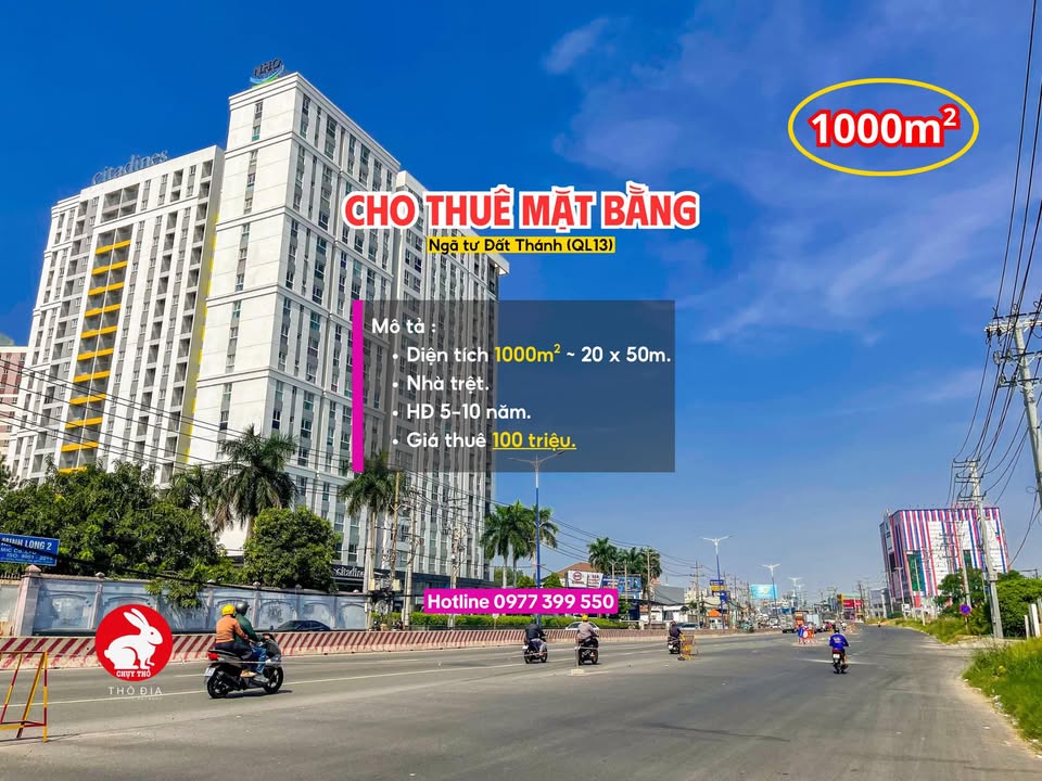 Cho thuê mặt bằng Quốc lộ 13, 1000m² giá 100 triệu - Vị trí đắc địa kinh doanh!