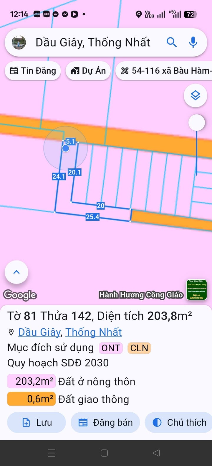 Đất thổ cư 120m² tại Dầu Giây, Đồng Nai - Giá chỉ 439 triệu, sổ đỏ chính chủ!