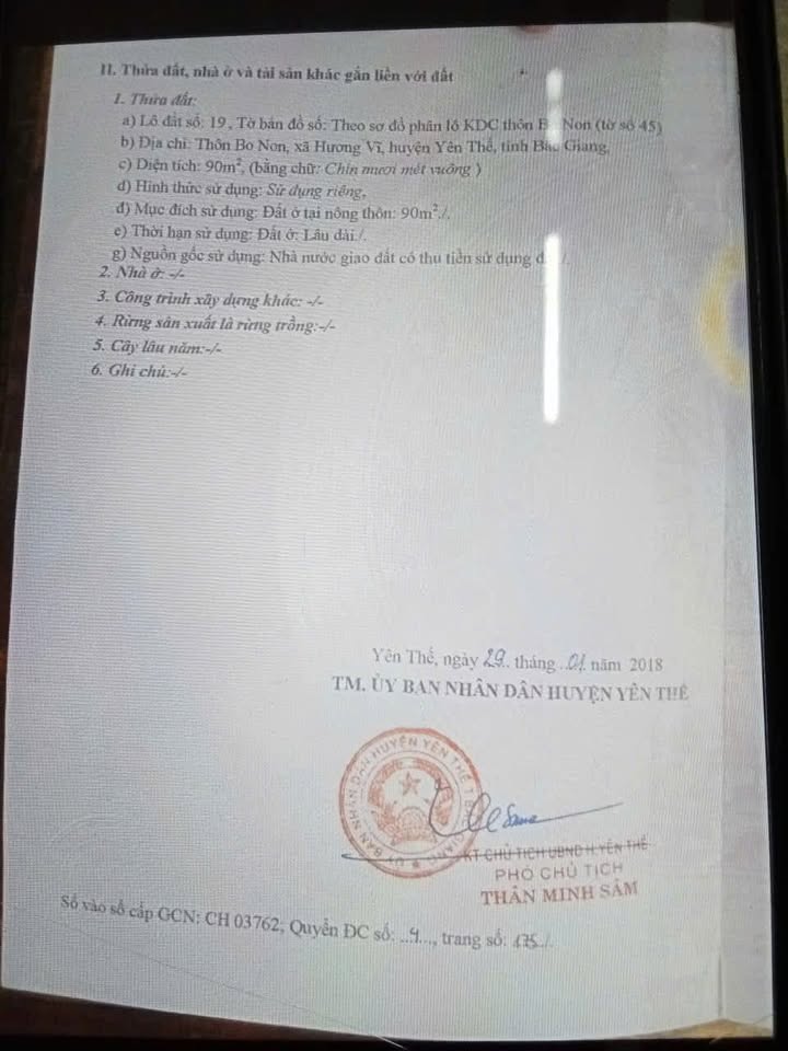 Đất thổ cư Yên Thế 90m² giá 900 triệu - Vị trí đẹp, tiềm năng sinh lời!