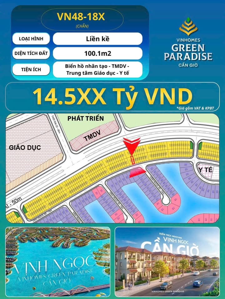 Townhouse Vịnh Ngọc, Cần Giờ 100m² giá 14.5 tỷ - Tiềm năng tăng giá mạnh!