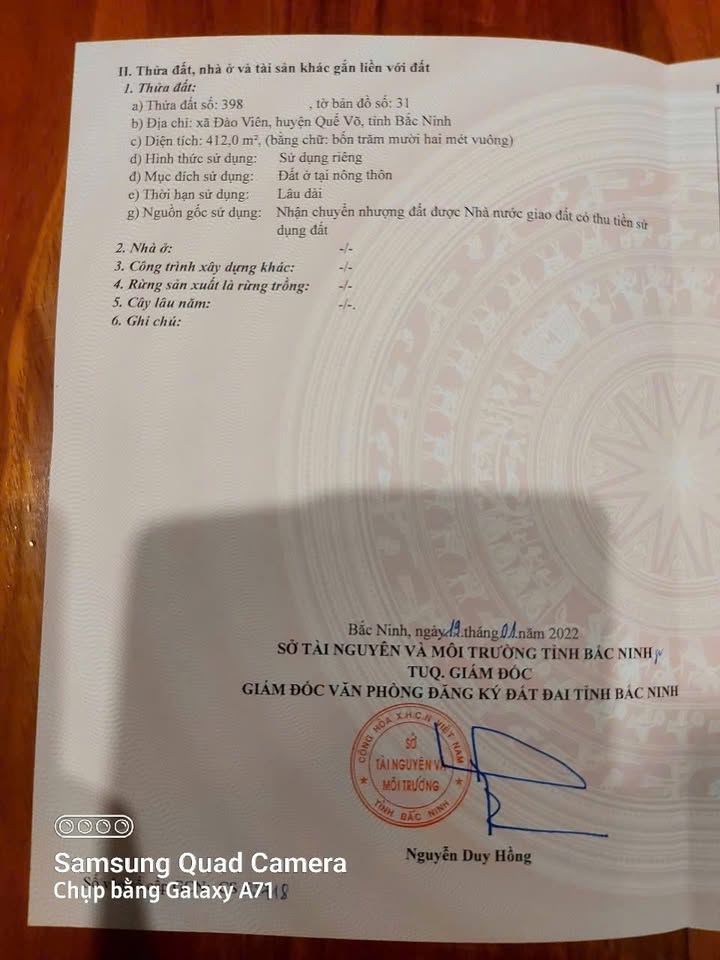 Đất nền tại Đào Viên, Quế Võ 412m² giá 3.296 tỷ - Cơ hội đầu tư tuyệt vời!