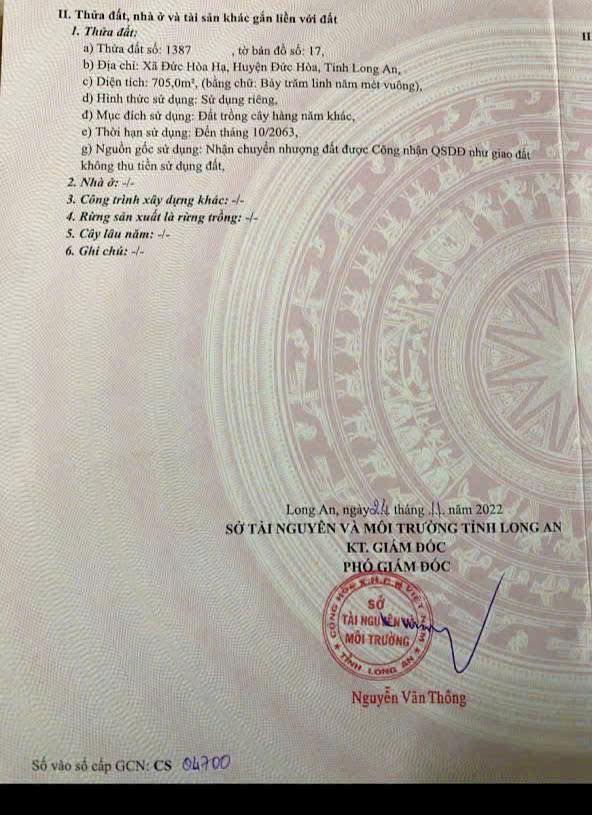 Đất 2 mặt tiền Bê Tông Đức Hòa Hạ 700m² giá 1.25 tỷ - Tiềm năng đầu tư lớn!