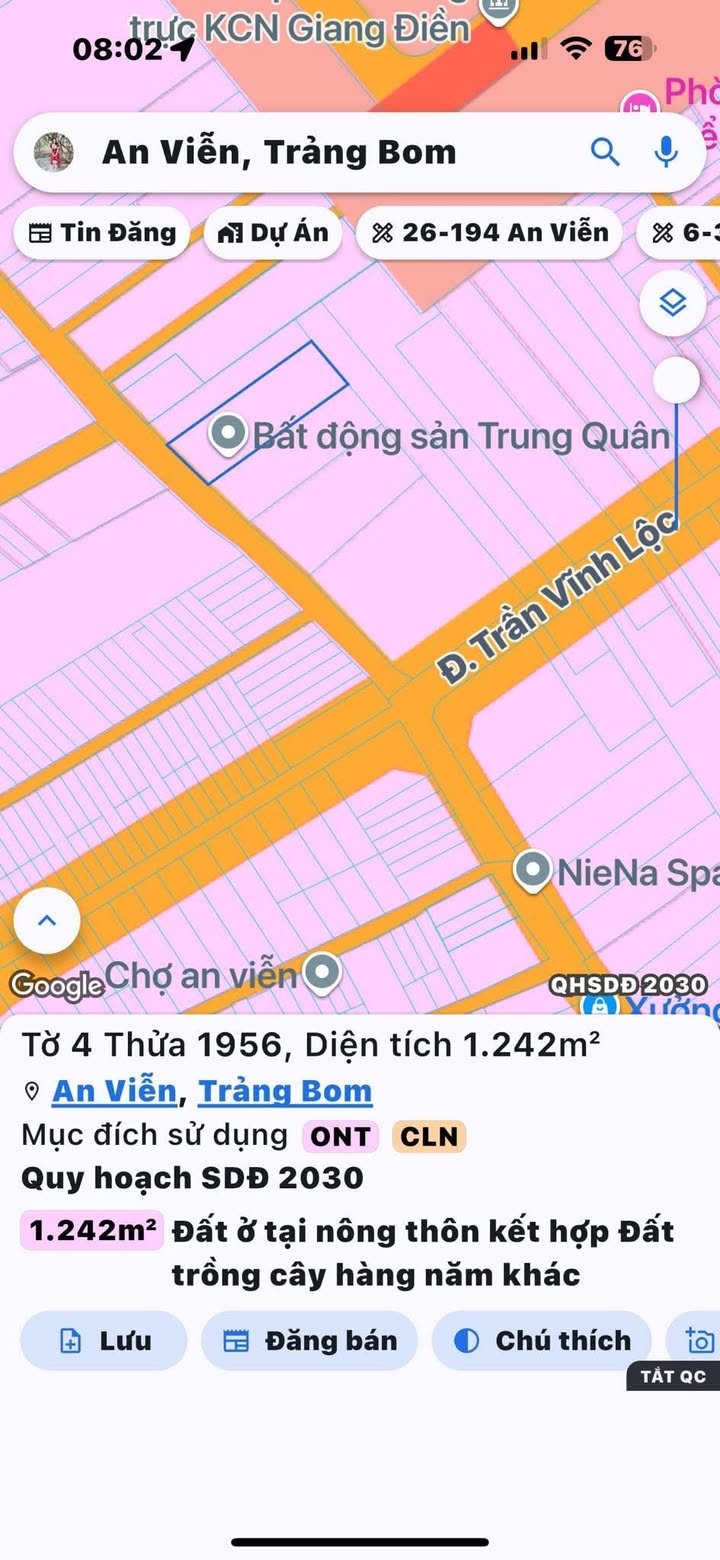 Đất An Viễn Trảng Bom 1260m² giá tốt - Cơ hội đầu tư tuyệt vời!