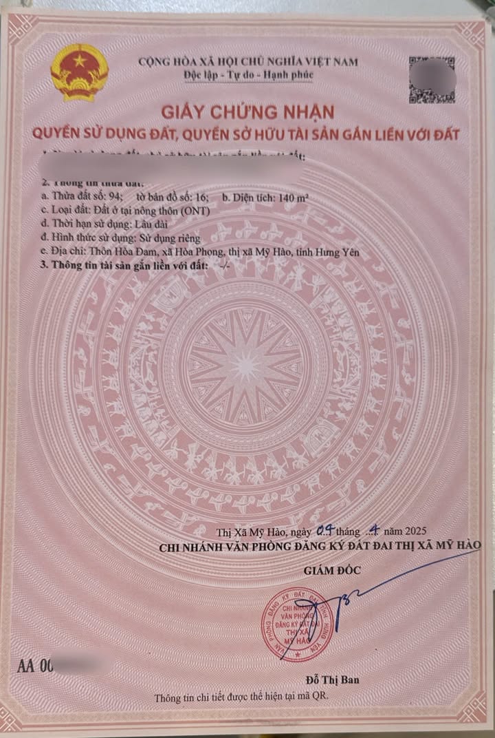 Đất nền Huyện 30, Mỹ Hào 280m² giá tốt - Đầu tư sinh lời ngay!