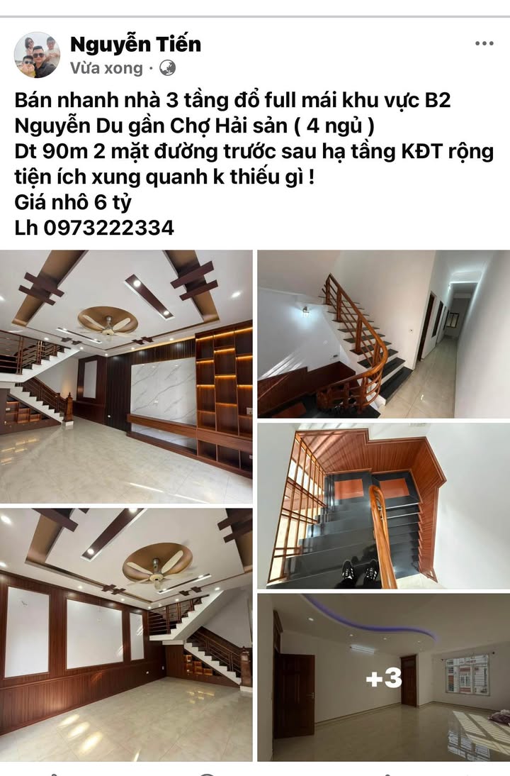 Nhà 3 tầng B2 Nguyễn Du, 90m² giá 6 tỷ - Gần Chợ Hải Sản, tiện ích đầy đủ!