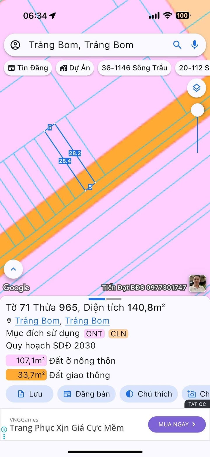 Lô đất thổ cư Sông Trầu, Trảng Bom 140m² giá 795 triệu - Sổ đỏ chính chủ!