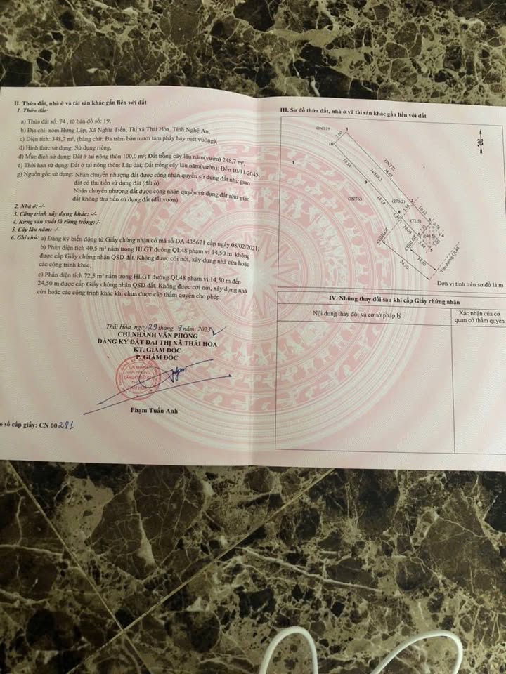 Đất mặt đường QL48A Nghĩa Tiến, Thái Hòa 280m² - Tiềm năng kinh doanh lớn!