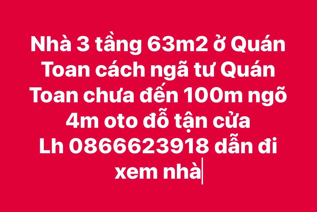 Nhà 3 tầng 63m² Quán Toan - Đường rộng ô tô đỗ cửa, thuận tiện di chuyển!