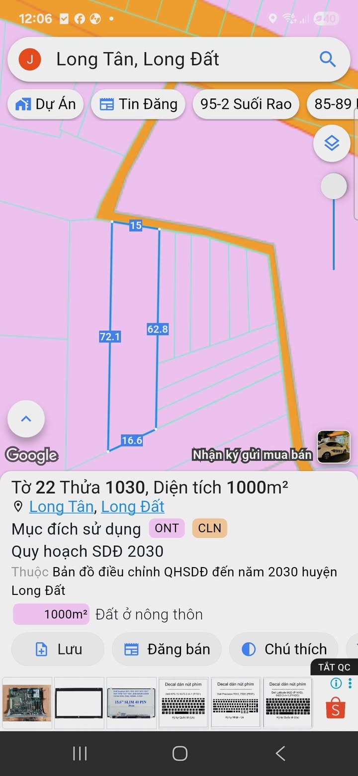Đất nền Long Tân, Đất Đỏ 1.000m² giá 1.85 tỷ - Đầu tư sinh lời ngay!